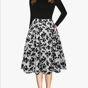 Knee length black/white floral dress